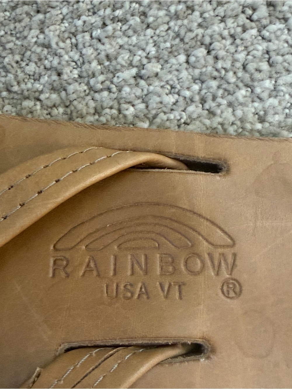 Rainbow Sandals Men’s Leather Flip Flops Tan Brown 10.5” Length - Picture 4 of 7